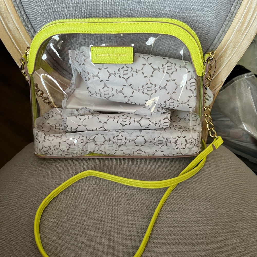 New! Nanette Lepore Clear and Lime Bag